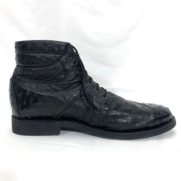Black Ostrich Leather Ankle Boots Men’s 11.5-12 Unbranded Great Condition main image 12